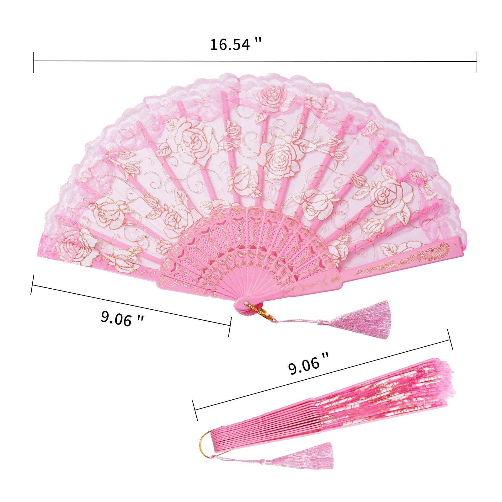 Amazon.com: Sepwedd 30pcs Pink Rose Lace Floral Folding Hand Fans
